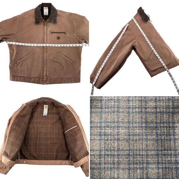 Carhartt Detroit Jacket J97 SDL Vintage Sz. L Plaid Lined - Picture 6 of 8